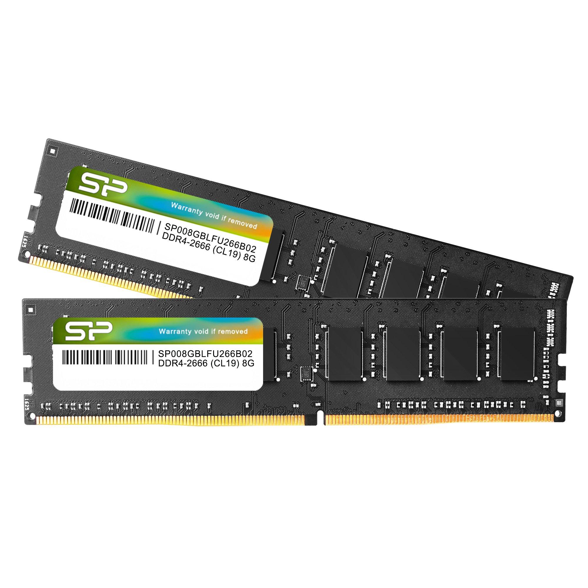 

Пам ять Silicon Power Desktop DDR4 2666 8GB x 2 288Pin CL19 SP016GBLFU266B22 PC4-21300 (16 ГБ) 1.2V чорний
