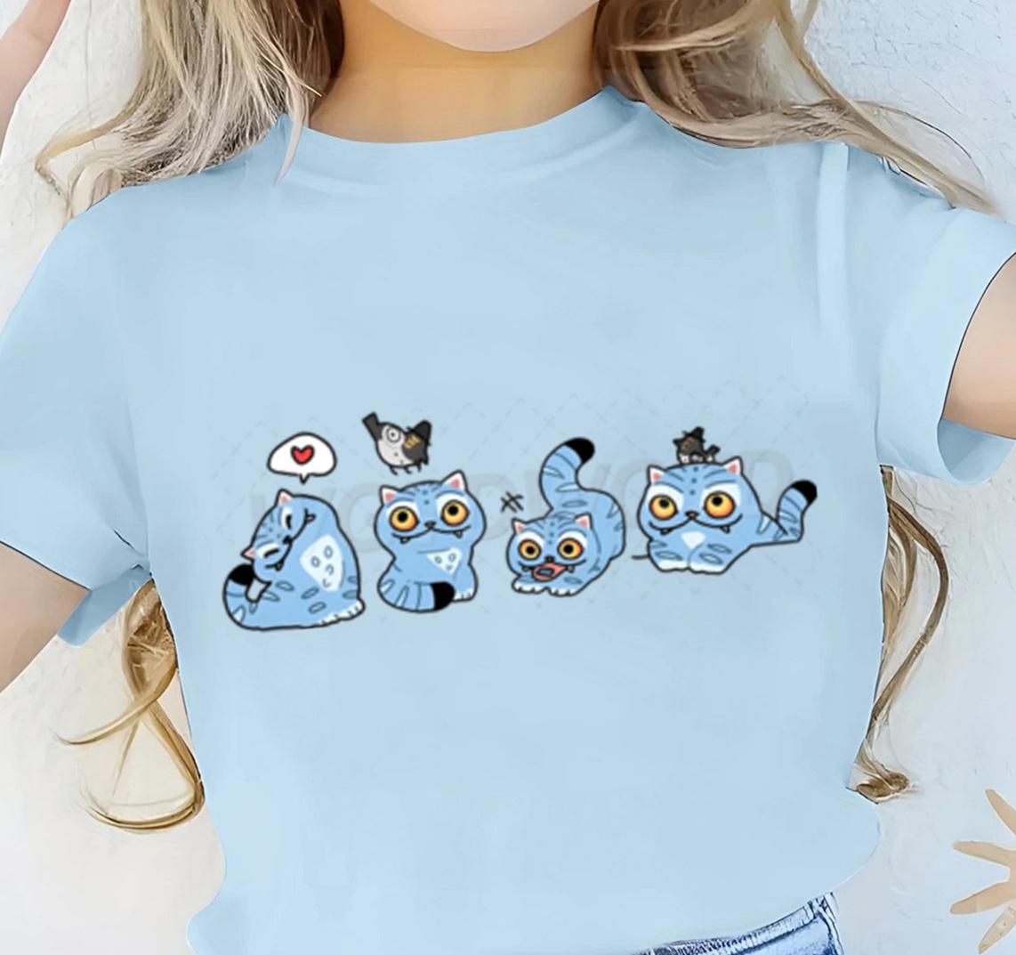 

K-Pop Охотники на демонов Футболки с тигром Милые футболки с мультяшным принтом Топы для девочек и мальчиков Хлопковая футболка K-Pop Охотники на демонов Детская одежда 140