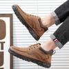Men's Genuine Leather Casual Shoes Winter Plus Velvet Warm Ankle Boots Spring/ Autumn Men's Mid-cut Boots Mens Red Loafers