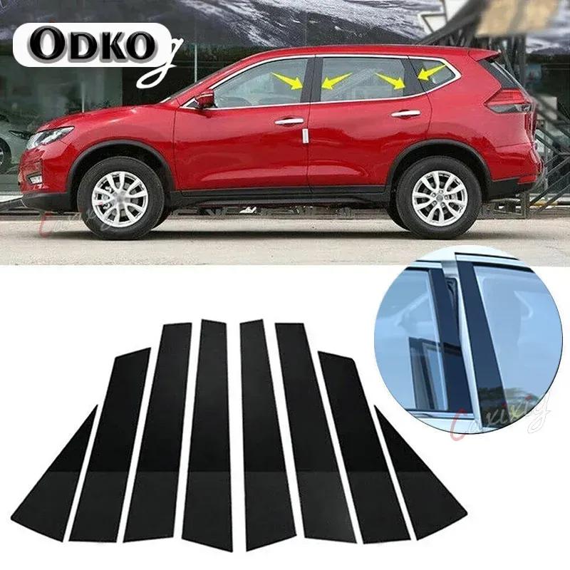 Glossy Piano Black Door Window Trim Pillar Posts Molding Cover Stickers for Nissan X-Trail/Rogue T32 2014-2018   Styling