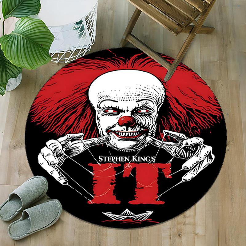 1pc Pennywise1 Print Round Carpet Chair Round Carpet Suitable for Bedroom Living Room Home Decorative Carpet