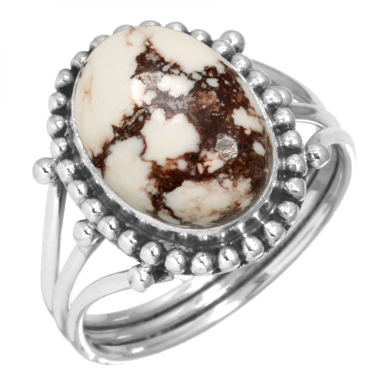 

925 Sterling Silver Ring Women Gemstone Handmade Jewelry Friendship Day Gift Smithsonite Sponge Coral Seraphinite Shattuckite Thulith Wild Horse 5.5