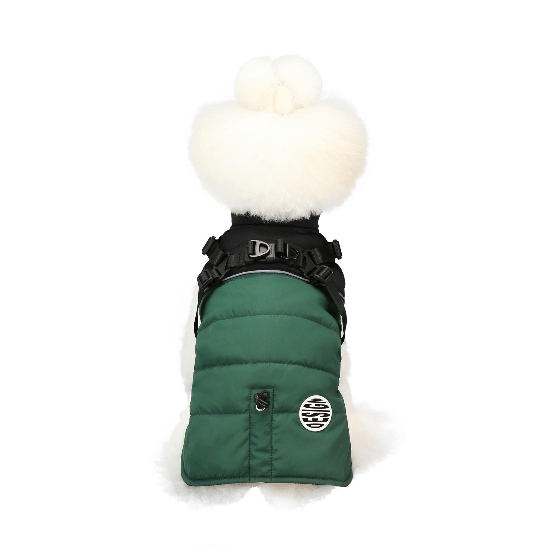 

Одежда для домашних животных Водонепроницаемая и теплая одежда для собак с хлопковой подкладкой Зимняя горнолыжная одежда Жилет для собак с интегрированной хлопковой подкладкой на груди и спине M зелёный