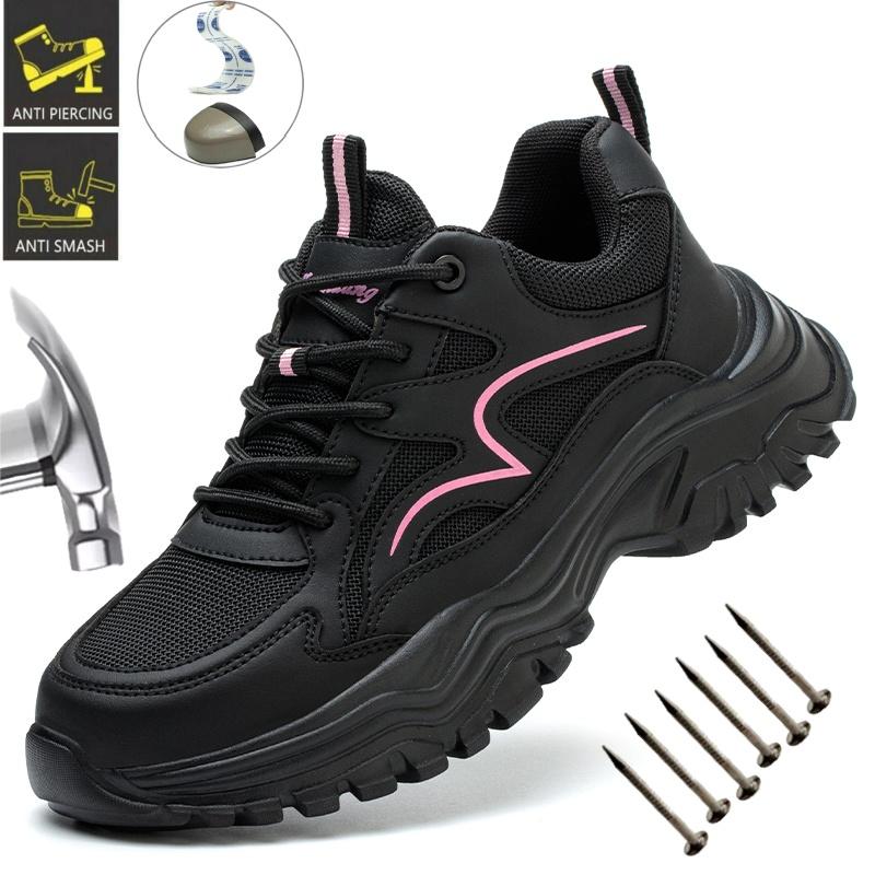Safety Shoes Women Work Sneakers Structured Shoes Pneumatic-Proof Protective Shoes Work Boots Steel Toe Female Platform Shoes