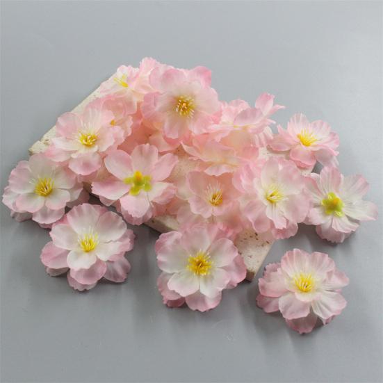 10 Pcs Artificial Cherry Blossom Flower Heads Mini Fake Silk Cherry Blossom Flower for Crafts Bridal Hair Clips Headbands Dress DIY Accessories