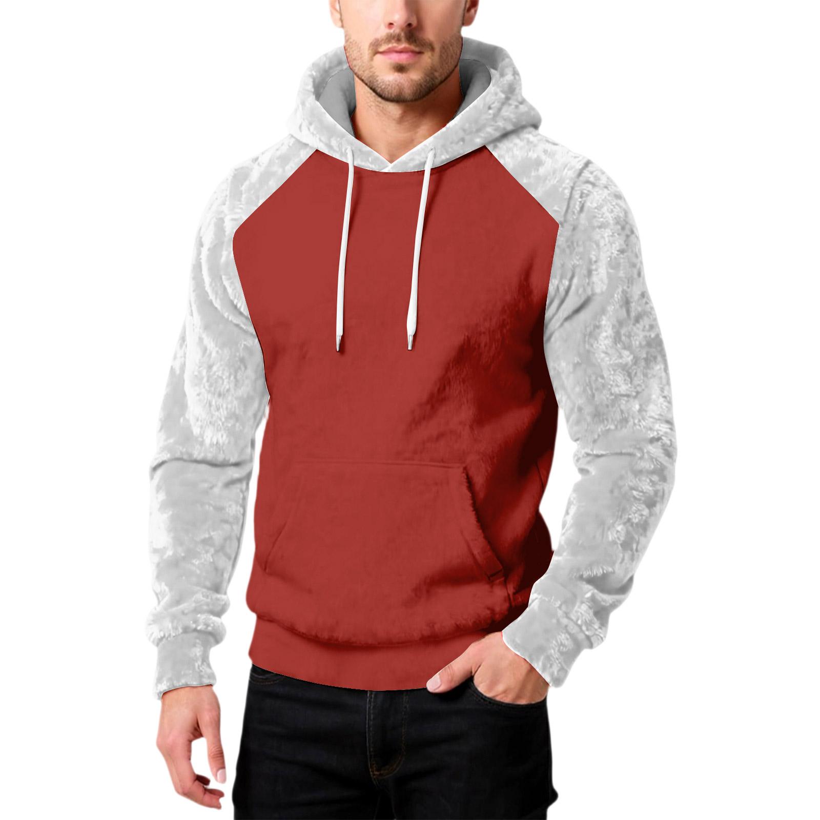 Men s  Fashion  Leisure  Hooded  Hood  Plush  Long  Sleeves  Hoodie XL белый