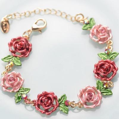 20 cm Růžový náramek Romantický řetízkový prsten Šperky Valentýnský svatební dárek Milenec Dámský náramek