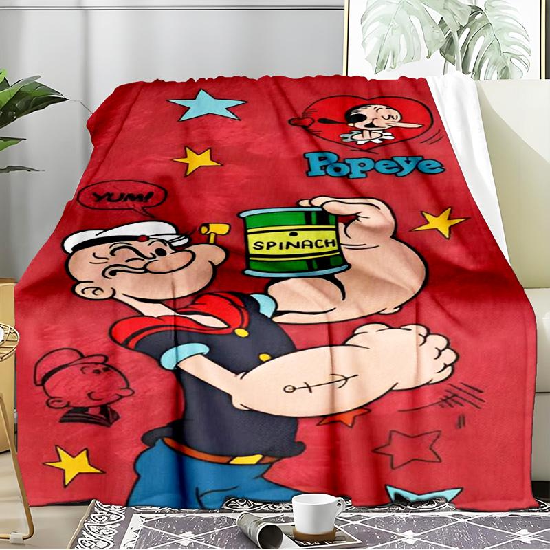 Po-peye And Olive In Action Blanket Flannel Throw for Sofa, Indoor, Camping, Living Room, Office, Chair, And Bed Soft Birthday Gift