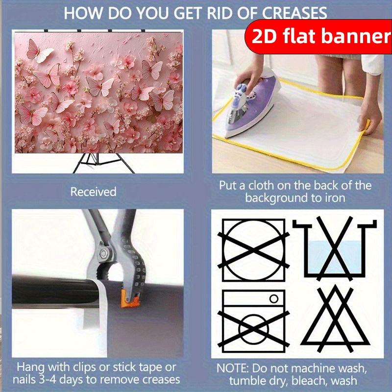 1pc2D Flat Banner with Floral Butterfly and Cherry Blossom Themes, Made of Pink and White Polyester