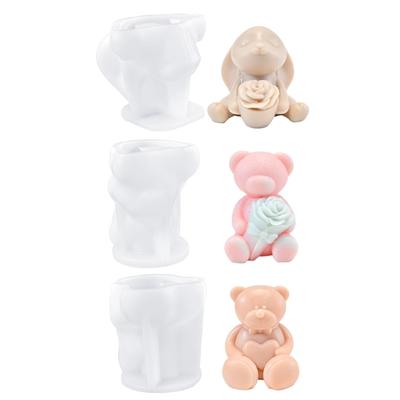 Easy Releasing Silicone Mold Bear/Rabbits Shape Crafting Statues Moulds Candle Molds Suitable for Various Materials