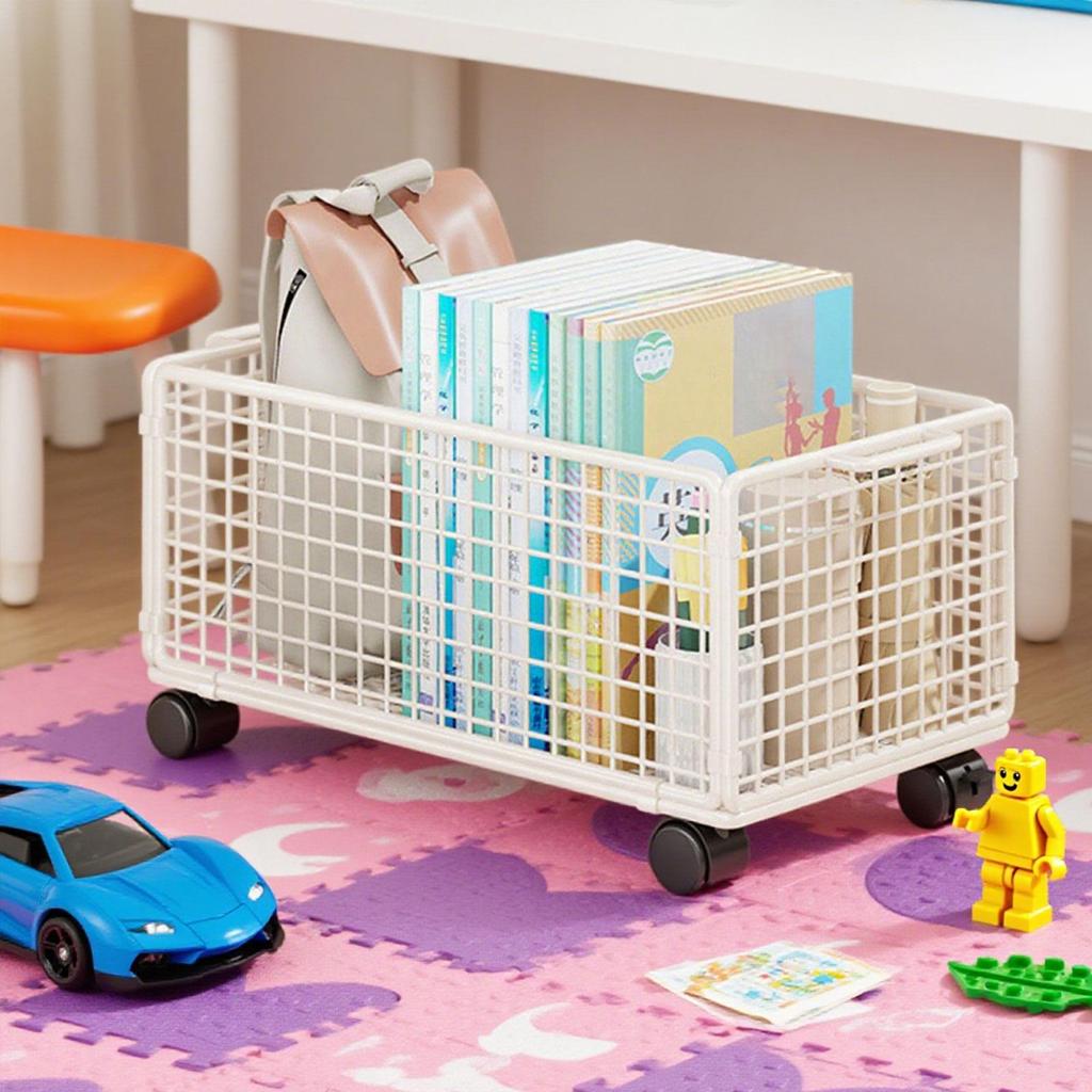 under-table Storage Cart Iron Rolling Container Office Organizer Shelving System