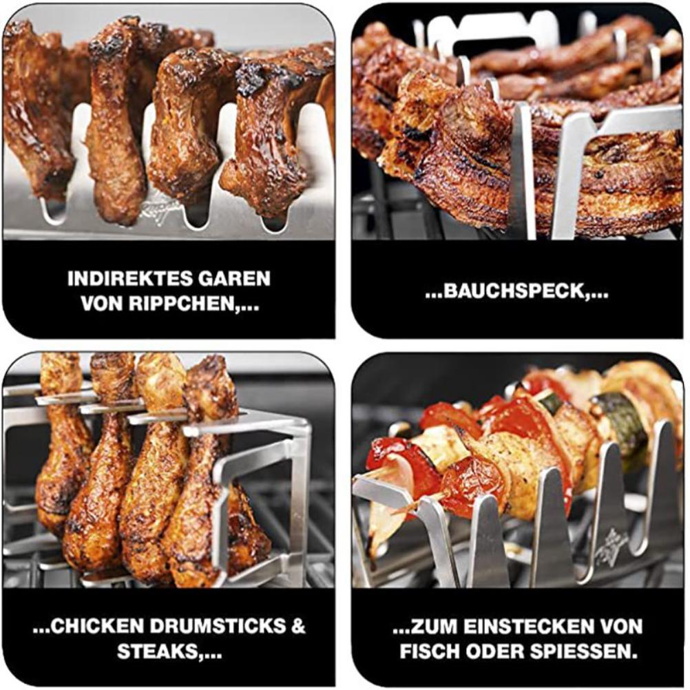 Kebab Rack Stainless Steel Shish Kebab Skewers Rack Universal Barbecue Skewers Holder Grilling