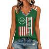 Women Sleeveless V Neck Casual Tank Top Vintage Letter Print Summer Shirt Lightweight Soft Fabric Relaxed Fit