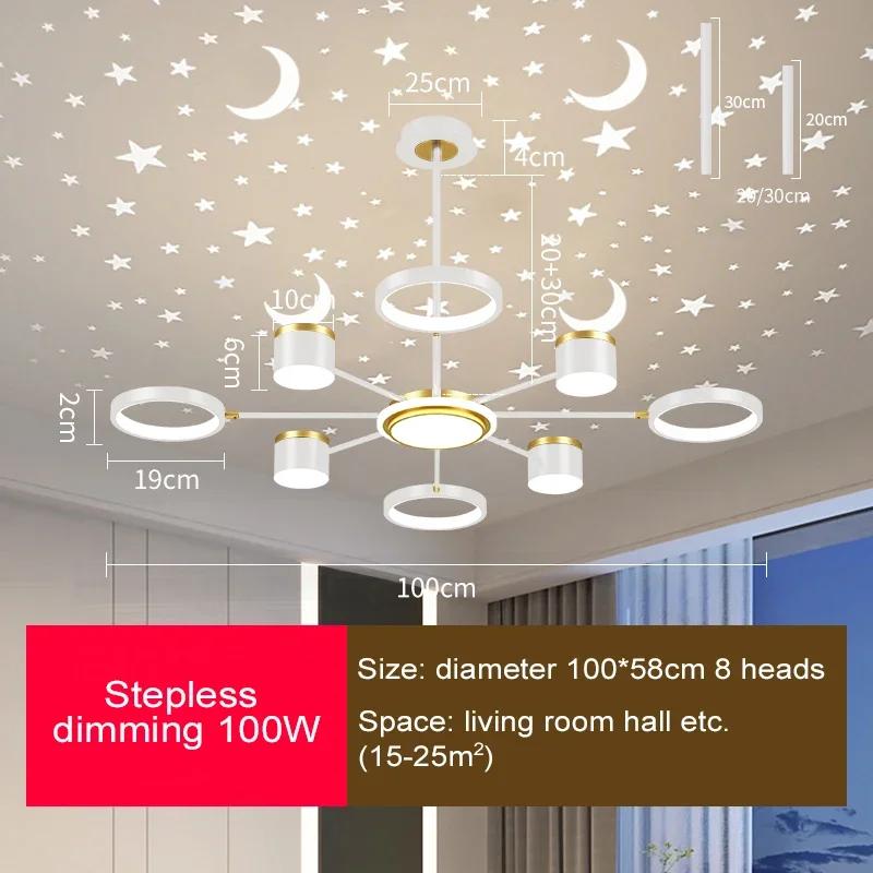 Nordic Creative Living Room Chandeliers Romantic Starry Sky 2025 New Modern White Home Bedroom Stepless Dimming Lighting Fixture