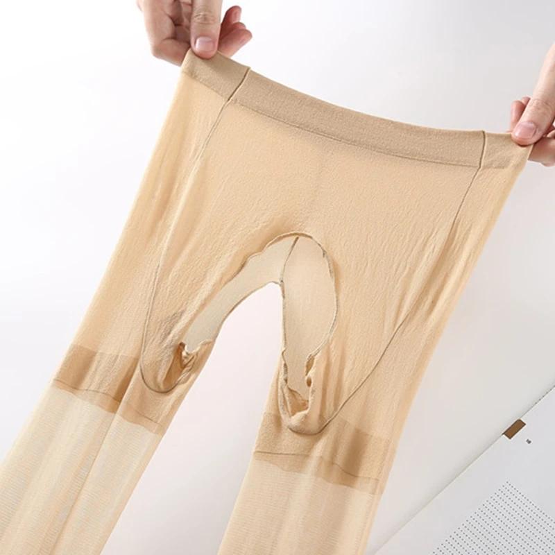 Large Size Female Open Crotch Women Crotchless Pantyhose Ultra Thin Sexy Super Elastic Pantyhose Summer Big Size Nylon Tights