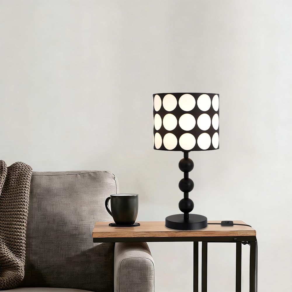 YLTLINK Table Lamp, Stylish Black & White, Modern Bedside Lamp, Also Works as a Desk Lamp, E26 Base Compatible, Interior Light, Ideal for Bedroom, Liv