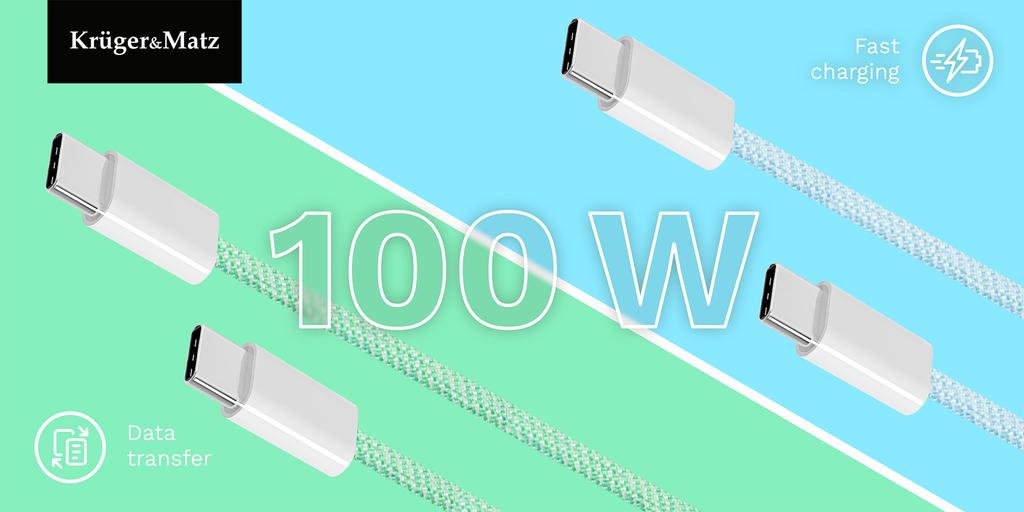 Kabel USB typu C Kruger&Matz Basic niebieski 100 W 1 m