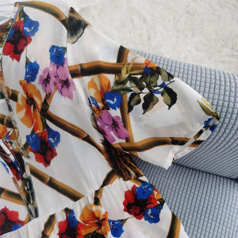 Silk Dress Loose Plaid 100% Mulberry Silk Dress Dress V-neck Skirt