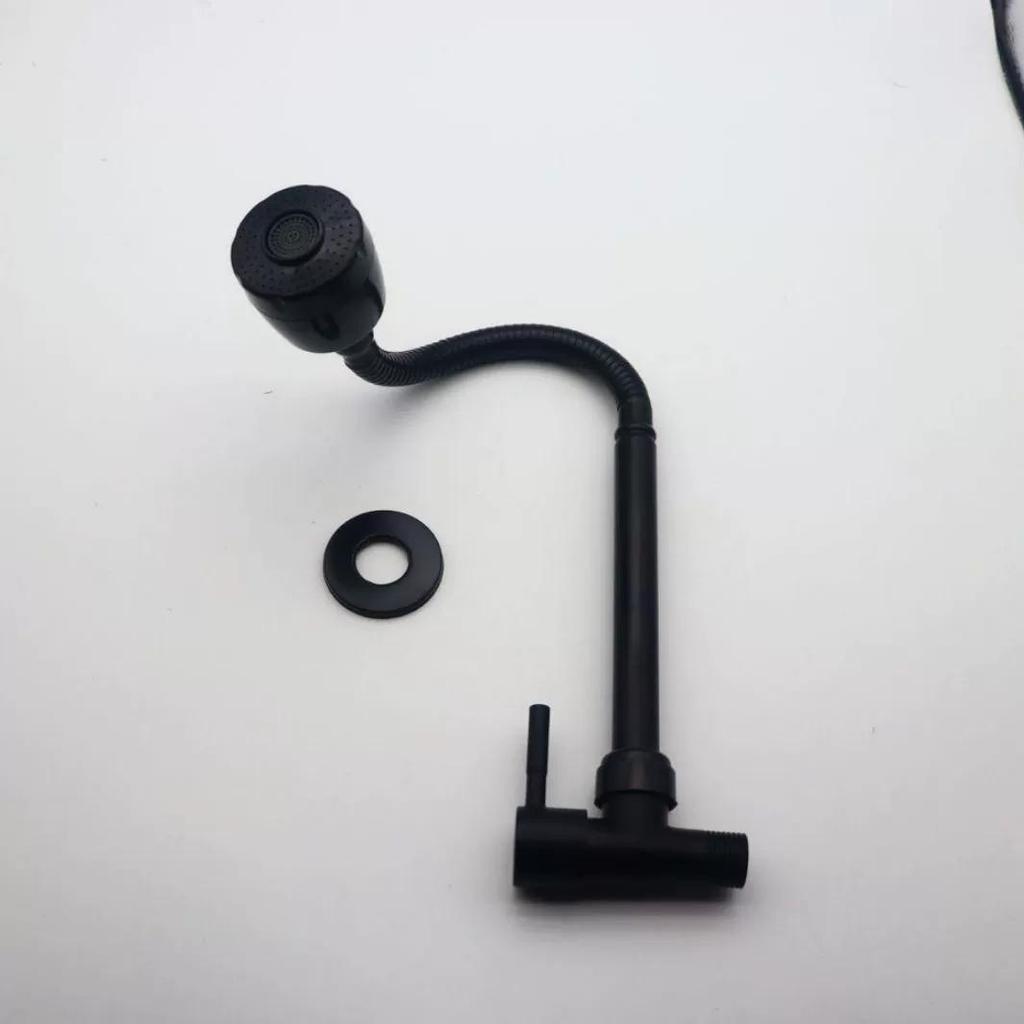 Black Baking Varnish 360° Kitchen Wall Mounted Faucet Single Cold Universal Vegetable Basin Faucet Bathroom Balcony Faucet