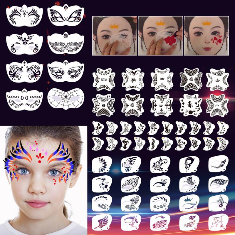 Pochoirs de Peinture pour le Visage Professionnels Pochoirs de Peinture pour le Corps Réutilisables Pour Adultes Enfants Modèles Faciles à Utiliser Pour Fêtes Outils de Maquillage