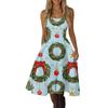 Damen Weihnachtsdruck Off-Shoulder Vintage Kleid