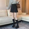 Women's Black Wool Skirt: A-Line Pleated, High-Waist, Short - Autumn/Winter 2024