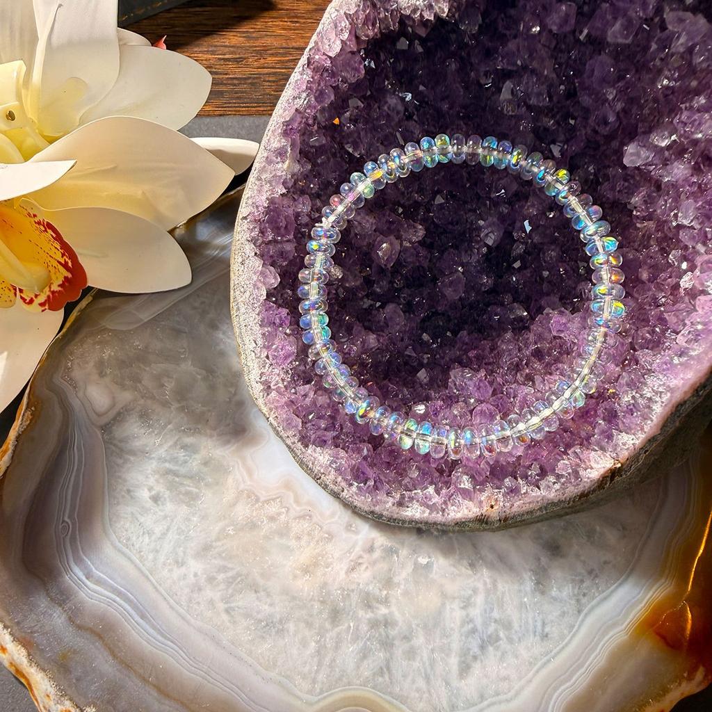 Menopause Natural Ethiopian Opal Bracelet Stretchable Elastic Rope Jewelry That Helps Maintain Emotional Balance