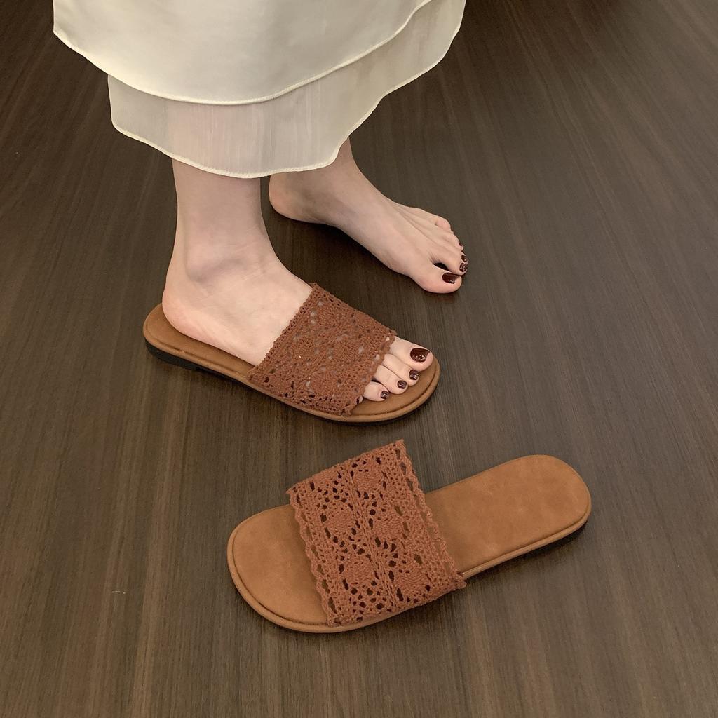 Holiday style beach shoes one-word cool slippers women wear flat sandals