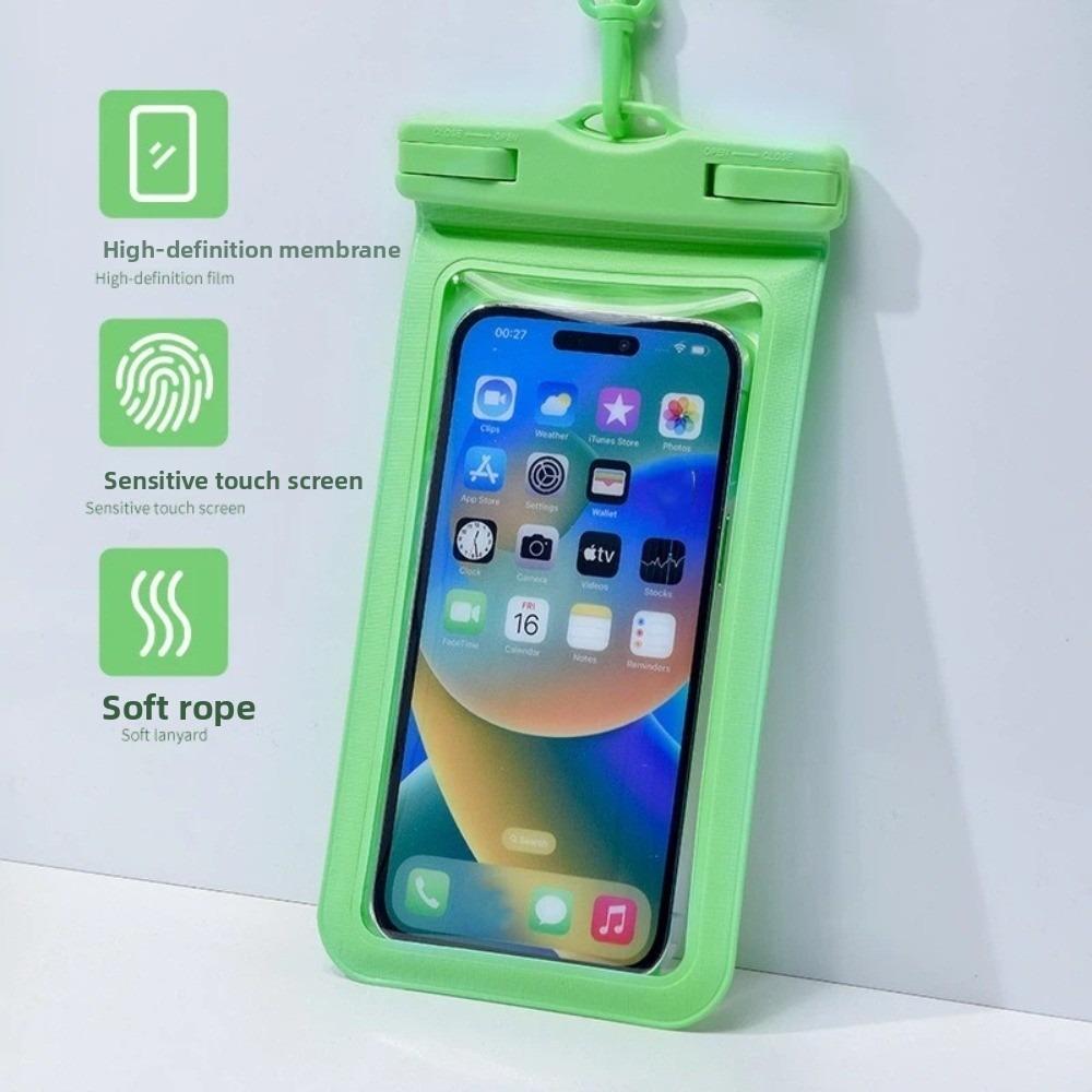 

Durable Seal Waterproof Phone Case Floating Strap Waterproof Cover Swim Dry Pouch Sealed Protection Phone Protection Bag зелений