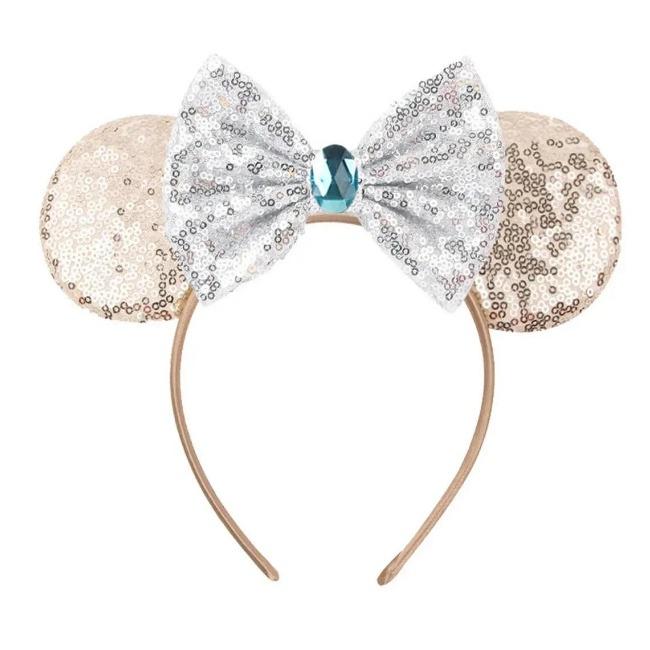 Silver Shinny Mouse Ears Headband For Girls Shinny Sequin Bow Hairband Festival Party Cosplay DIY Hair Accessories