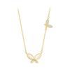 Gold - Cat Eye Stone Double Butterfly Necklace