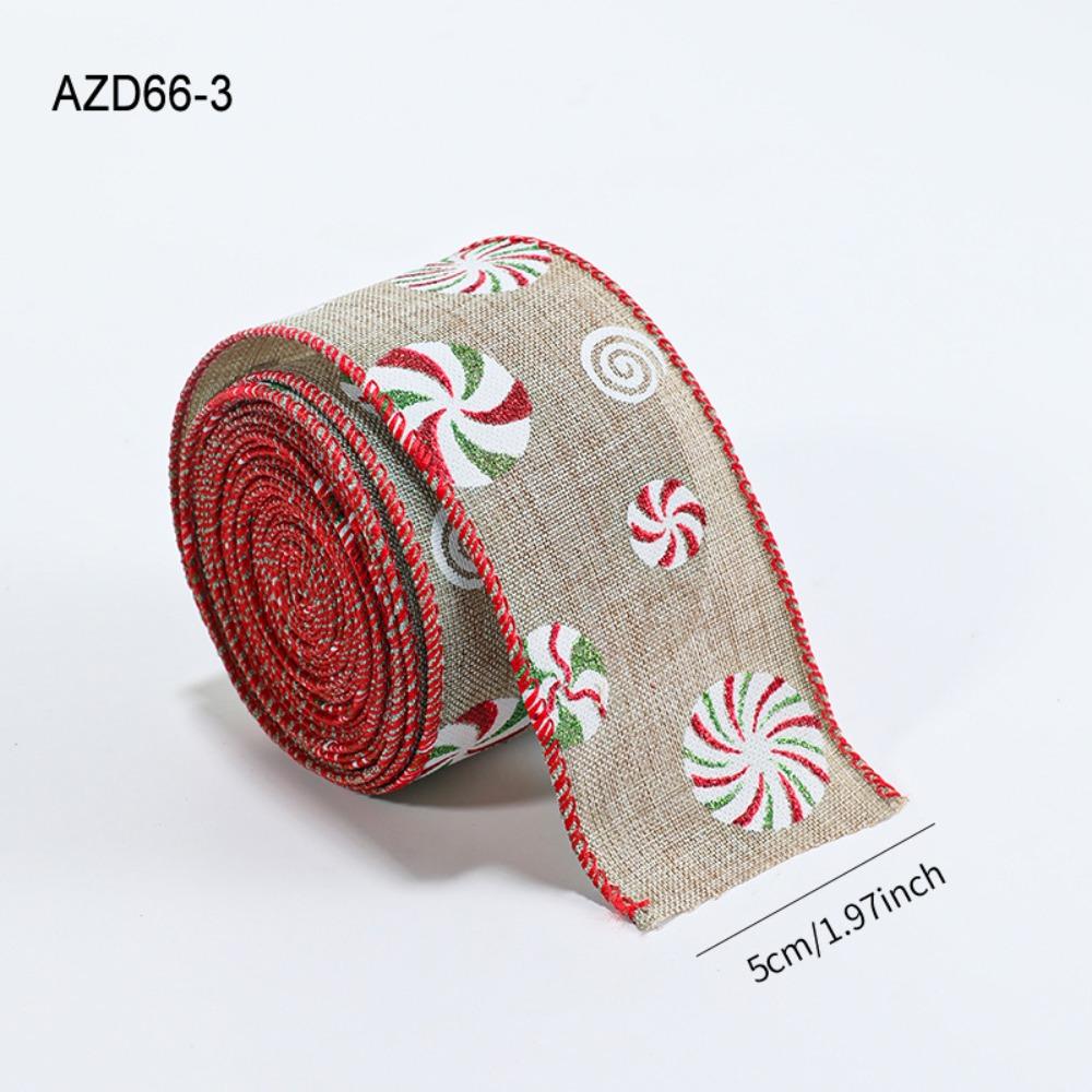 Cartoon 2M/Roll Christmas Tree Ribbon DIY Reinforced Edge Gift Packaging Webbing Snowman Fabric Wreath Making Tool Xmas