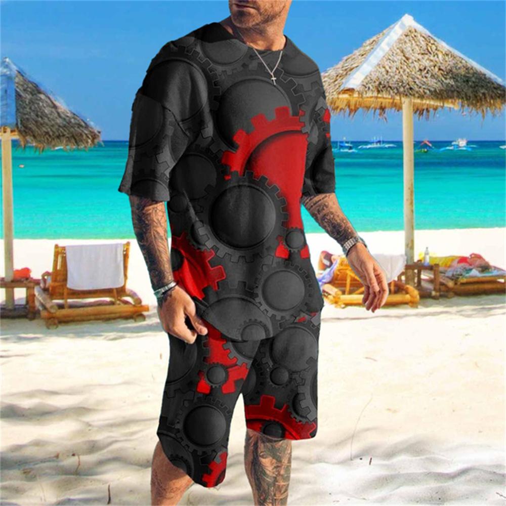 

Летний гавайский мужской спортивный костюм из 2 предметов с 3D принтом, футболка/шорты, повседневная трендовая одежда для пляжного отдыха и кокосовой пальмы XXXL