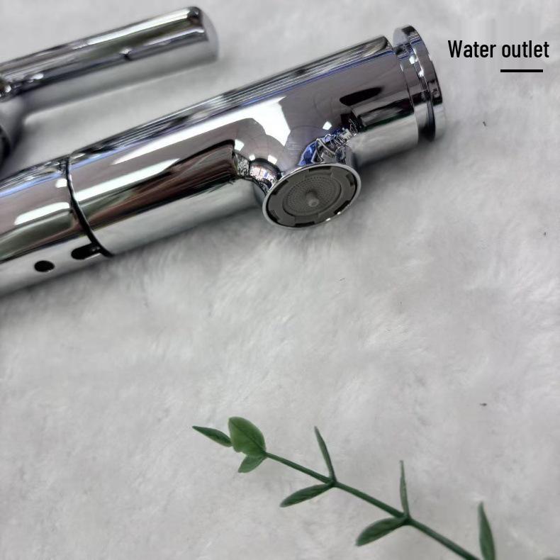 Pull-out Bathroom Faucet for Hot/Cold Water, Splash-proof Sink Extension