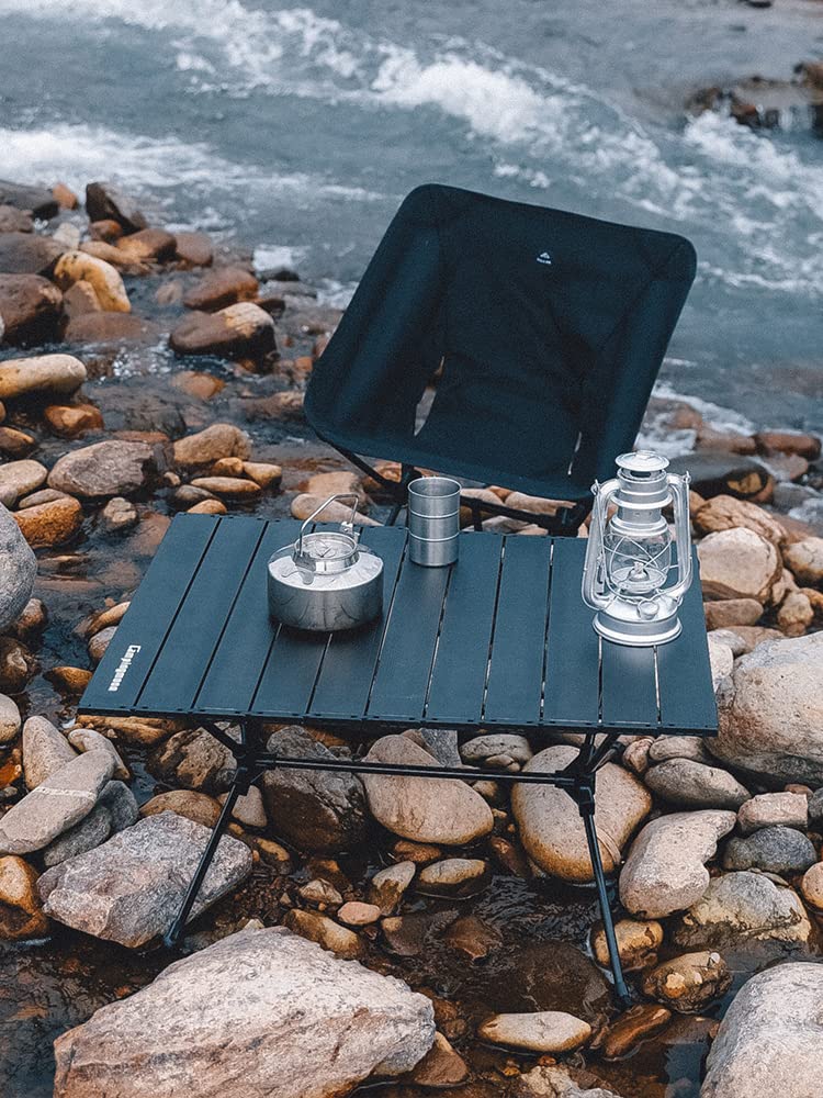 CAMPING MOON Roll Table, Slim Table, Camping Folding Table, Low Style, 2 Height Adjustments, T-520-BK