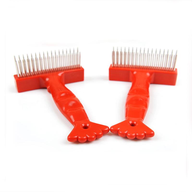 Pet Hair Removal Comb Red Dogs Brush Lobster Rake Comb Pet Grooming Combs Tool