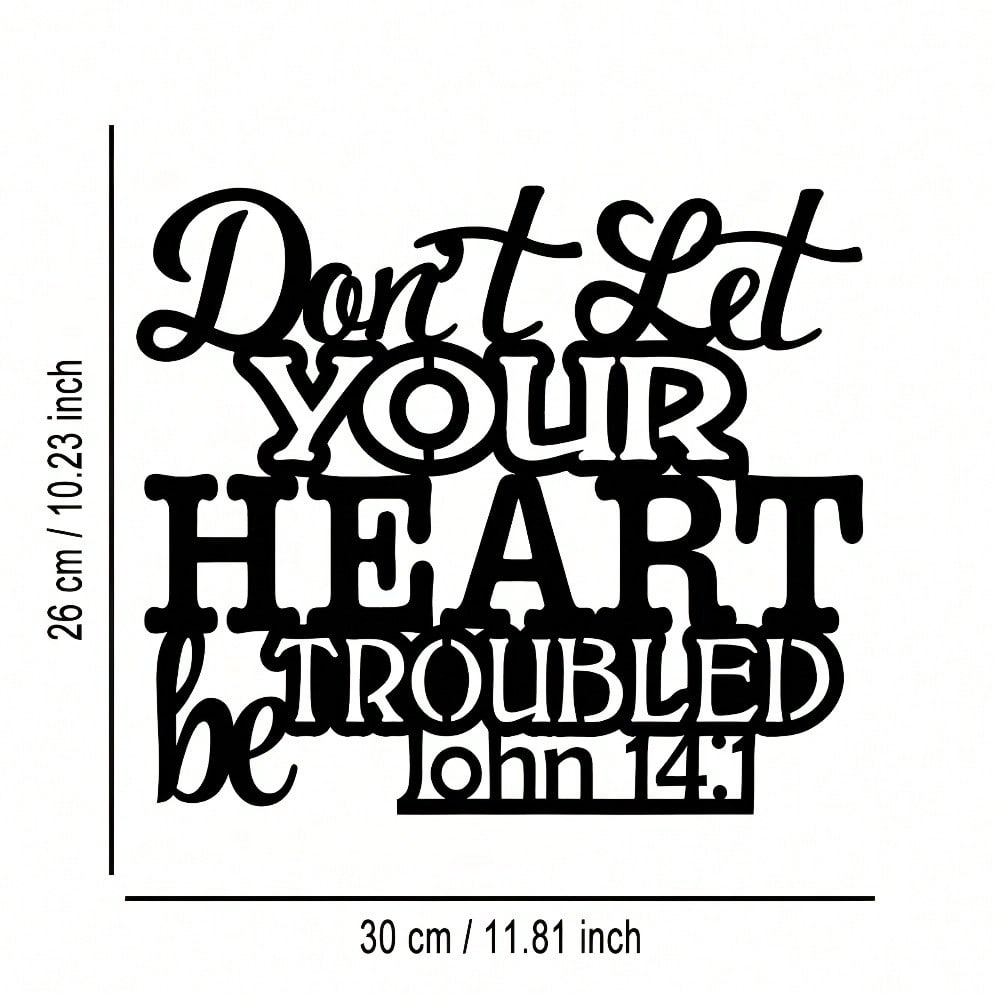 1pc Let Not Your Heart Be Troubled Metal Wall Decor Vintage Iron Inspirational Plaque Faith Based Gift разноцветный