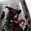 Decorative Witch Glass Cup with a Clear Stemless Form for Herbal Tea, Fruit Tea, Candy, and Seasonal Table Service