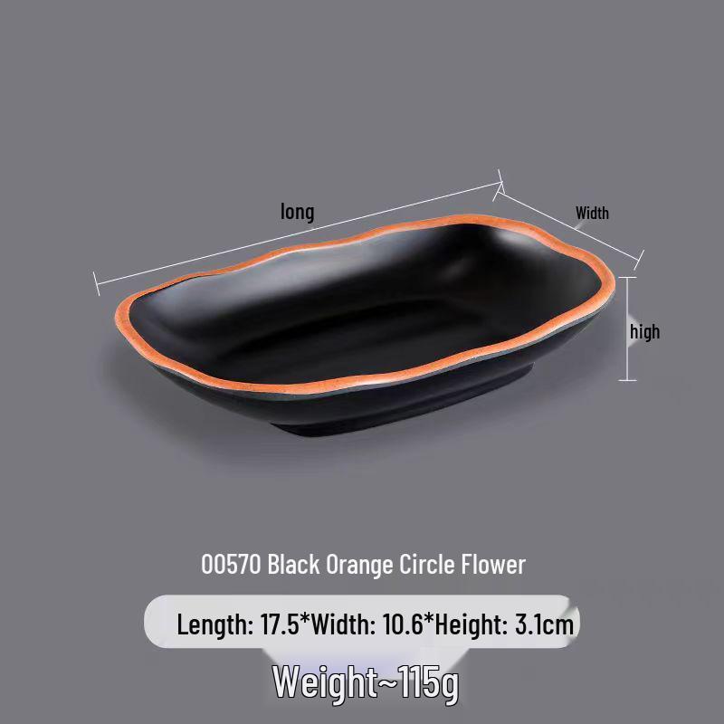 Melamine Rectangular Dinner Plate for Hot Pot, BBQ, and Cold Dishes - Porcelain-Look Restaurant Plate.