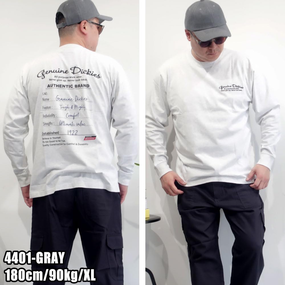 Herren Dickies T-Shirt, lange Ärmel, Ärmellogo, Raglan-Print, Oversized-Silhouette, M, L, XL, 100% Baumwolle, 10001798 (JP, Alphabet, XL, 4401-D.BLUE)