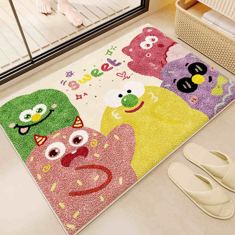 

Cartoon imitation cashmere floor mat, household bathroom absorbent and dirt resistant door mat, toilet bathroom carpet 40x60cm15.7x23.6in