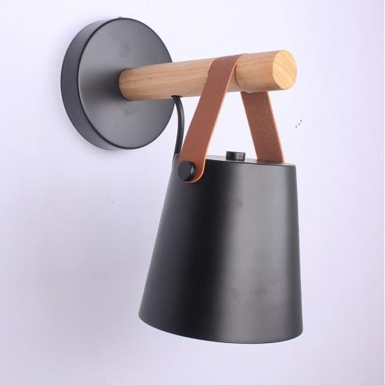 Lámpara LED colgante de poste de madera montada en la pared E27, luz de noche para sala de estar y dormitorio