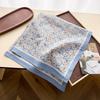 Fresh Floral Printed Cotton Small Square Scarf For Women