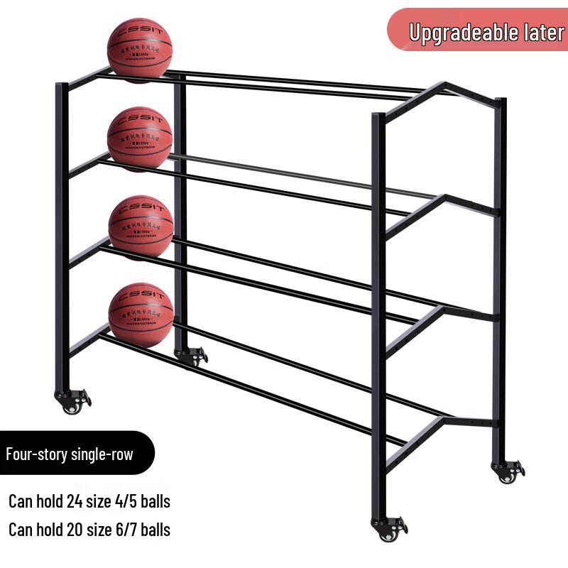 Mobile Stainless Steel 4-Layer Basketball Storage Rack