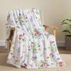 Watercolor Floral Throw Blanket Colorful Wildflower Blankets Botanical Plant Leaf Bed Blanket Flower Butterfly Flannel Fleece