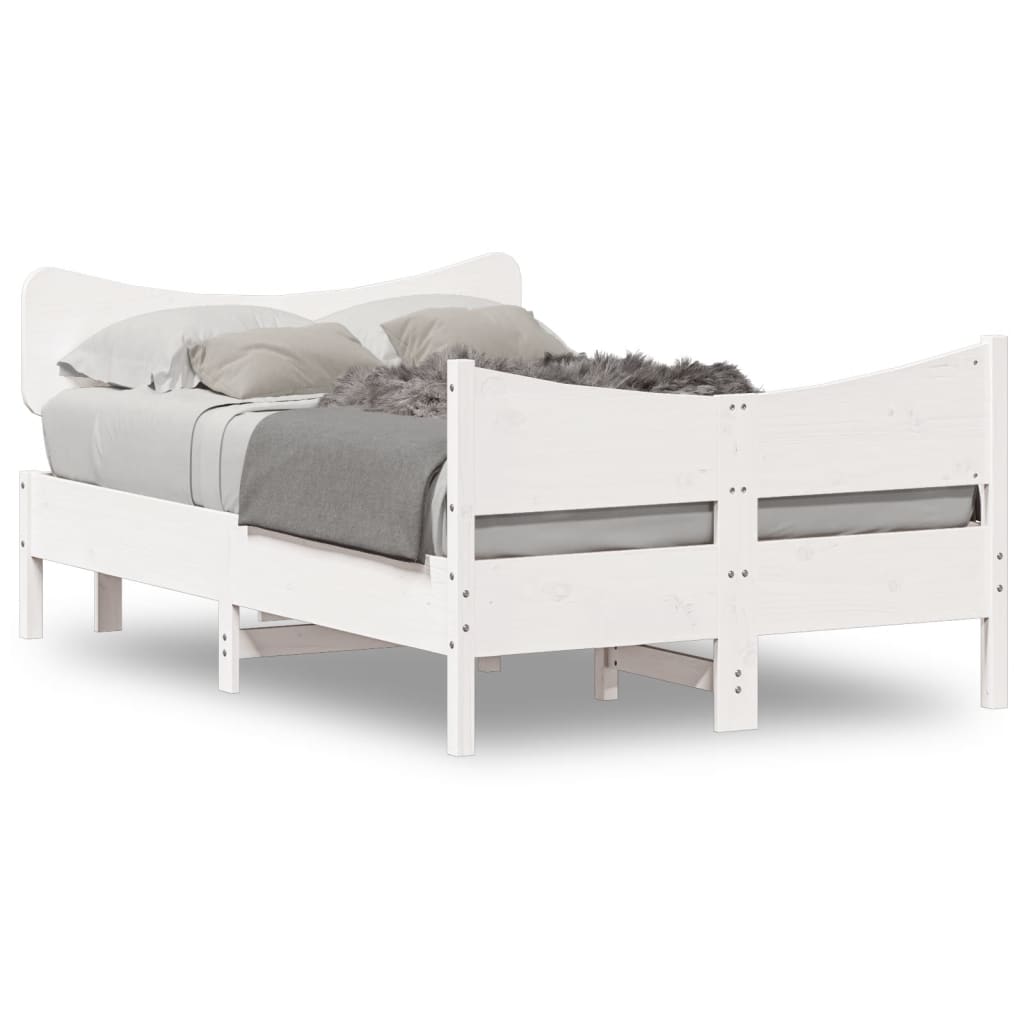 Solid Wood Bed without Mattress White 120 x 190 cm Pine Wood