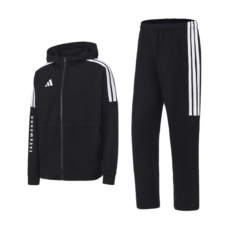Adidas Худи Taekwondo 3-Stripes Classic Retro с прямыми штанинами, хлопковый костюм-двойка для повседневной носки и занятий спортом, унисекс CLTR02JTK+TR411TK S