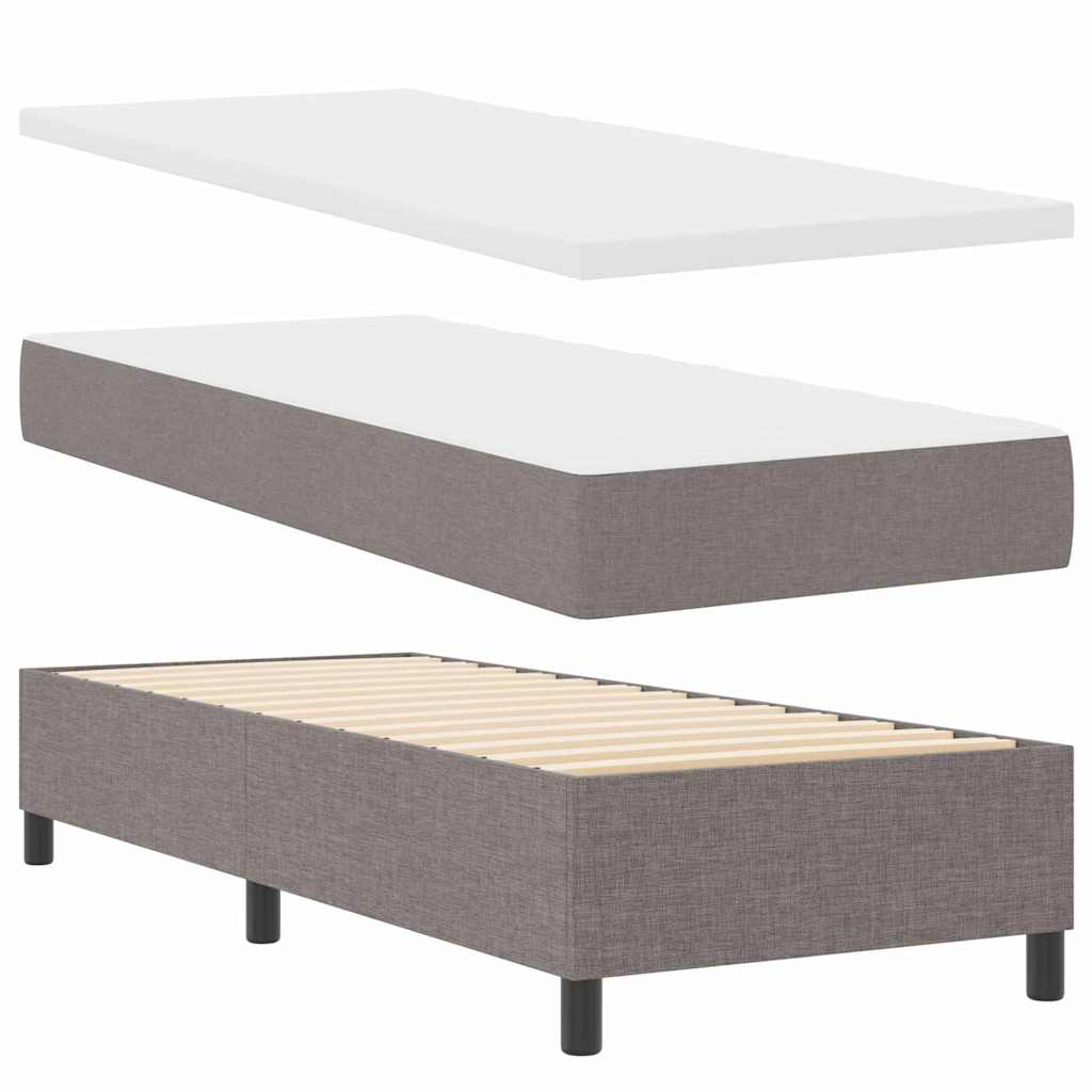 LED Box Spring Bed with Headboard Taupe 90 x 190 cm Fabric