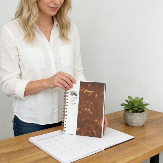 2026 Large Spiral Notepad Planner with Full-Page Weekly And Monthly Layout 15-Month Academic Year Organizer Hardcover Professional Office Planner