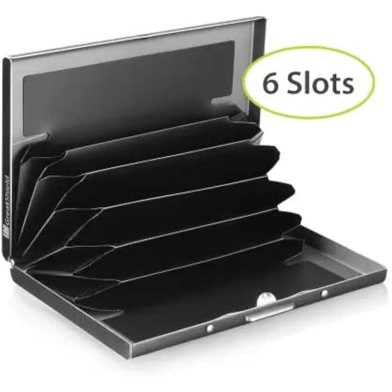 Stealodeal Black Metal Water-Resistant Stainless Steel Debit/Credit Business ATM 6 (Unisex) Card Holder (Set of 1, Black